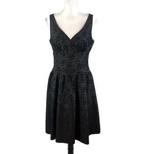 Jones Wear Dress size 8 Black Velvet Roses Knee Wedding Cocktail Evening Prom